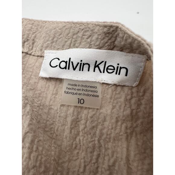 Calvin Klein Maxi Dress Womens Medium Moacha Mousse Tiered Crinkle Gauze Vacay - Picture 8 of 10